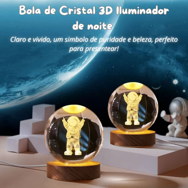 Bola de Crital 3D Abajur Luz Noturna em LED