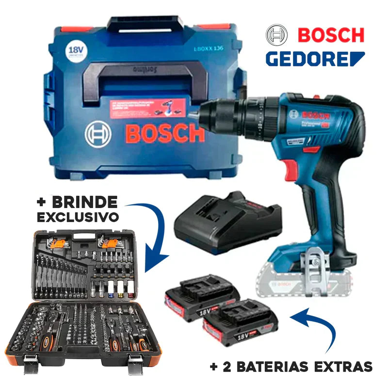 PARAFUSADEIRA BOSCH + MALETA GEDORE 178 FERRAMENTAS