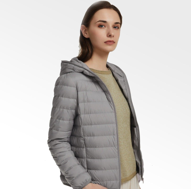 Jaqueta ultramax Essentials feminina puffer dobrável com capuz