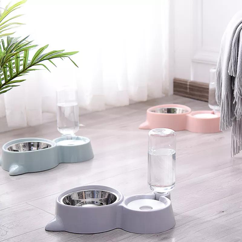 Alimentador Fofin 2 em 1 Em Metal Para Gatos Aguá + Ração