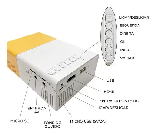 CineFlix™ - Mini Projetor Portátil Full HD + (Brinde Surpresa)