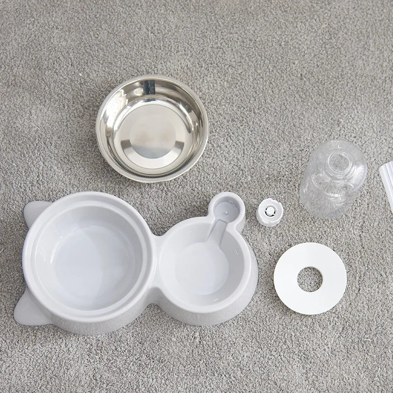 Alimentador Fofin 2 em 1 Em Metal Para Gatos Aguá + Ração