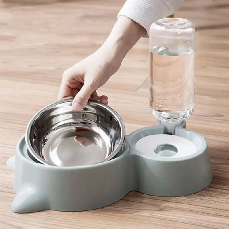 Alimentador Fofin 2 em 1 Em Metal Para Gatos Aguá + Ração