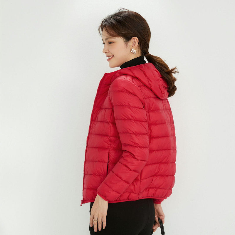 Jaqueta ultramax Essentials feminina puffer dobrável com capuz