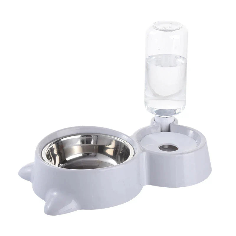 Alimentador Fofin 2 em 1 Em Metal Para Gatos Aguá + Ração