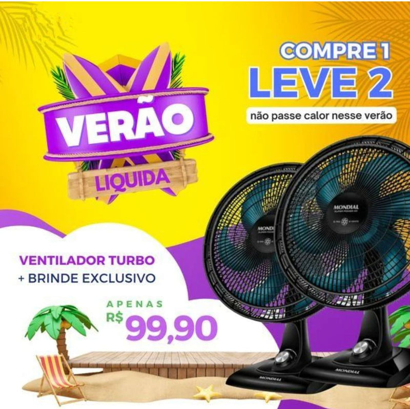 Ventilador Turbo 3 Velocidades + Brinde Exclusivo