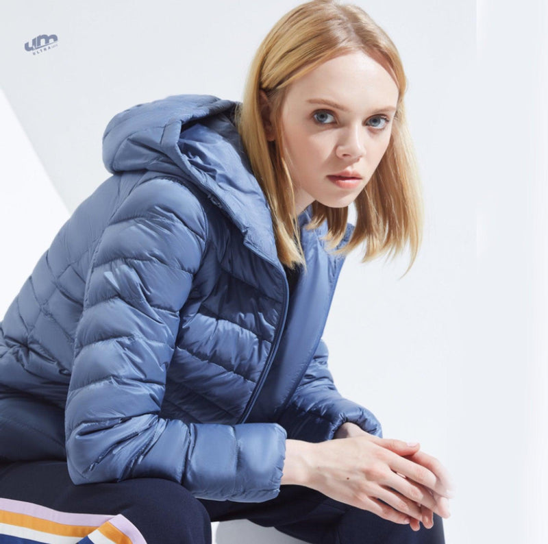 Jaqueta ultramax Essentials feminina puffer dobrável com capuz