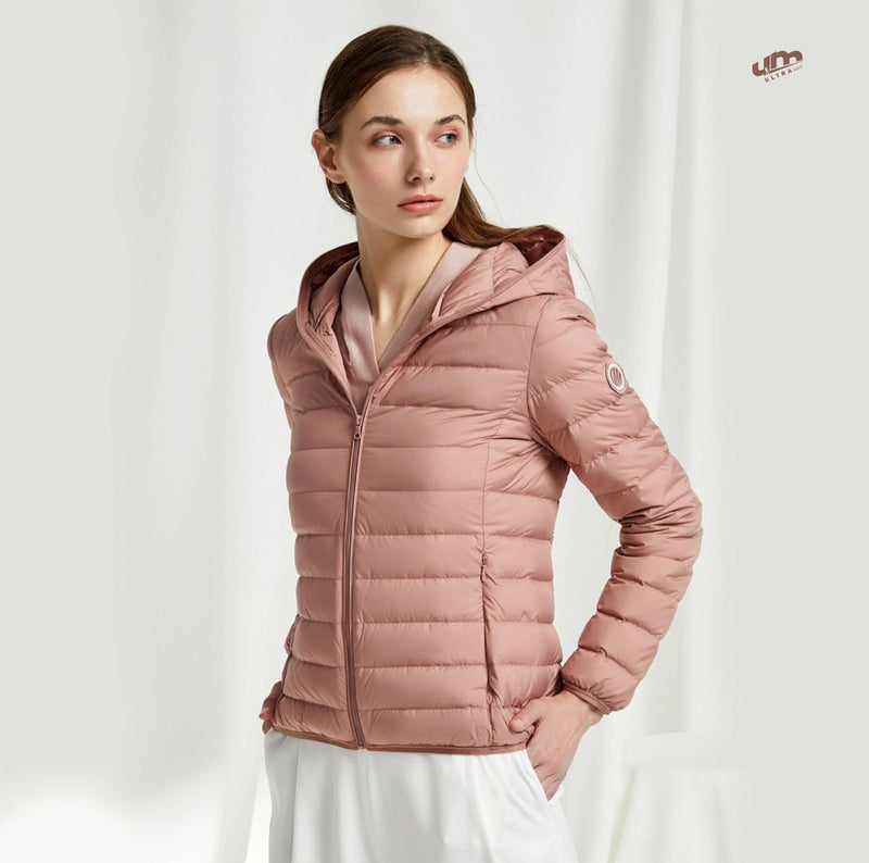 Jaqueta ultramax Essentials feminina puffer dobrável com capuz