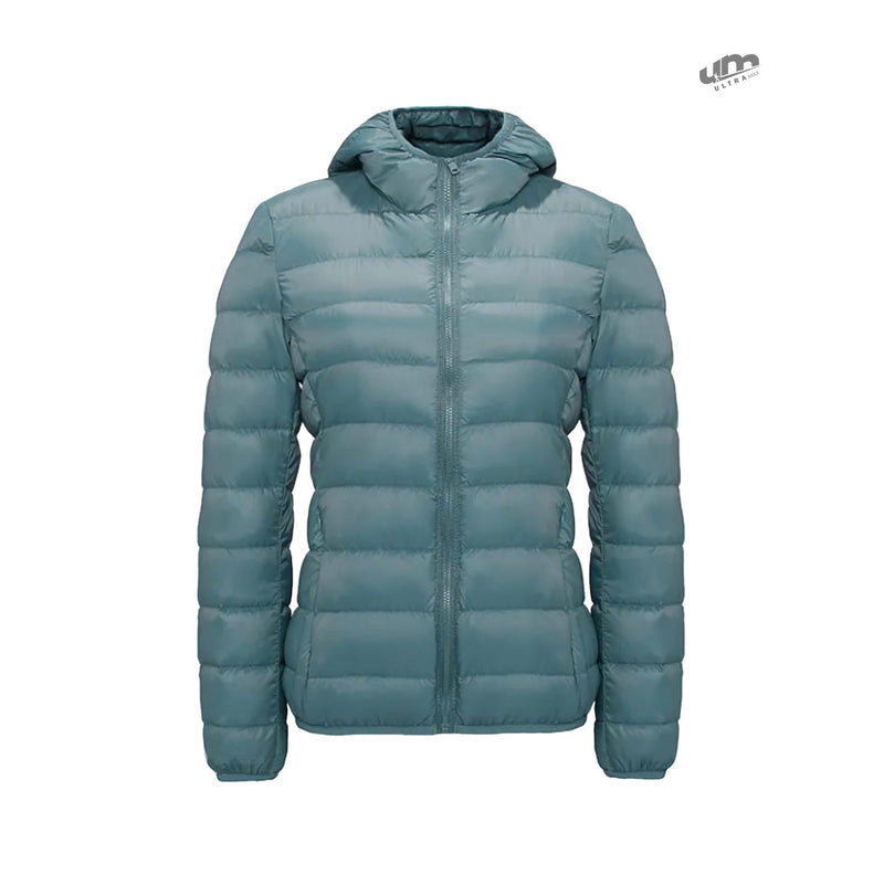 Jaqueta ultramax Essentials feminina puffer dobrável com capuz