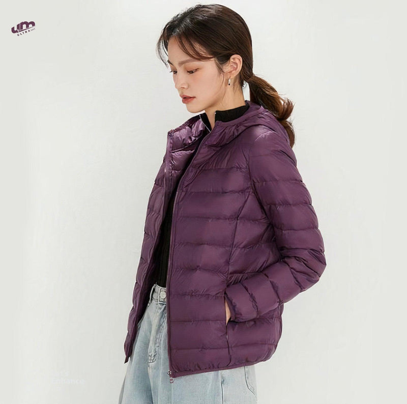 Jaqueta ultramax Essentials feminina puffer dobrável com capuz