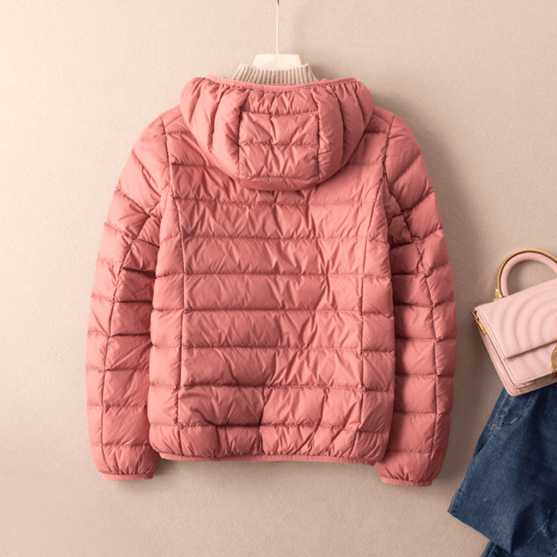 Jaqueta ultramax Essentials feminina puffer dobrável com capuz